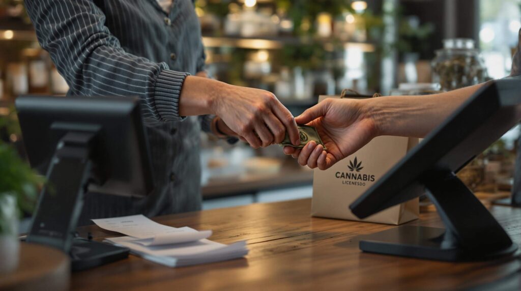 Paying at the dispensary